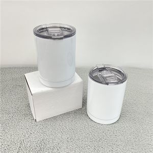 10oz Klassieke witte thermoskan Thermische blanco sublimatie dubbelwandige vacuüm geïsoleerde roestvrijstalen lowball tumbler koffie water reismok Voor doe-het-zelf afdrukken