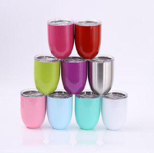 Hueveras de 10 oz Copas de vino Copa de vino sin tallo Tazas de café de cerveza de acero inoxidable 304 Tazas con aislamiento al vacío de doble pared con tapas transparentes FMT2130