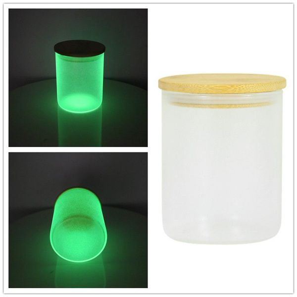 10 oz Vide Sublimation Glow in the dark tumbler Pots à bougies en verre dépoli avec couvercles en bambou pour la fabrication de bougies par express Z11