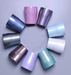 10 oz Glitter curvando vaso de vaso de acero sin lidero con vaso curvado con tapa arco iris de vaso de vino sin vaso 9052118
