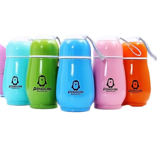 10 oz Pingouin Forme Bouteille D'eau En Acier Inoxydable Double Couche Vide Thermo Tasse Portable Tumbler Voyage Boisson Enfant Bouteille Boisson Tasse DBC