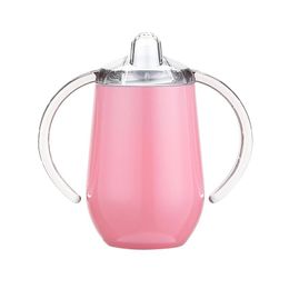 10oz Sippy Cup Rvs Wijnglazen Dubbele Handgrepen Eierbekers Sucker Cup Double Wall Vacuüm Geïsoleerde Kolf EER1370-5