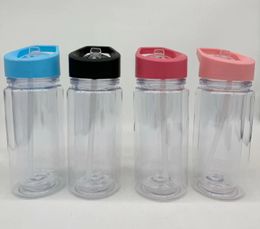 Gobelets en acrylique pour enfants, boule à neige de 10 oz, avec couvercle, gobelets en plastique transparent à double paroi pré-percés, bouteille d'eau de sport à paillettes avec trou, nouveau