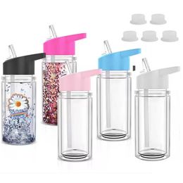 Taza de bebidas frías de la botella de agua de 10 oz de globo nieve para niños con botella de agua fría de agua fría con tapa de párpados de agujero para envolturas de brillo/UV dtf wraps