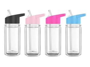 10oz Snow Globe Plastic Kids gobelers tasses acryliques à double paroi pour enfants Gilet Tasses DIY Bouteille d'eau sportive Sports