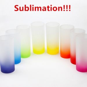 10oz Sublimatie Shot Bril Tumbler Gradiënt Wijnglazen Warmte Transfer Afdrukken Frosted Cup Transparent Blank Sublimation Tumbler