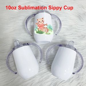Tasse de bébé sublimation de 10oz Sublimation Tasses de bébé avec poignée Double mur aspirateur isolé des cadeaux de Noël nés 240416
