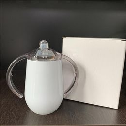 Taza para sorber de sublimación de 10 oz, taza para leche de acero inoxidable, vaso para huevo con asa, taza de café aislada, doble pared