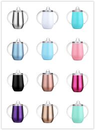 10oz Peuters Sippy Cup Double Wall Vacuüm Geïsoleerde Mok met Handvat Fopspeen Deksels Babyflessen Kids Tumbler