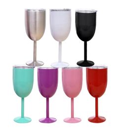 Verpes à vin de 10 oz en acier inoxydable à double mur à vide tasses isolées avec couvercles gobelet bicouche œuf tasse 9 couleurs 4116561