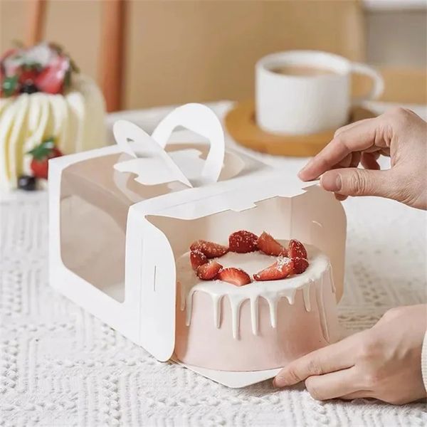 Paquet de 10 boîtes en papier pour bricolage avec fenêtre, boîte à gâteaux cadeau, emballage de gâteaux pour mariage, fête à domicile, emballage de muffins 240304