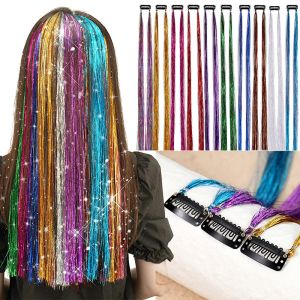 10pack Sparkle Tinsel Clip sur les extensions de cheveux pour les filles pour femmes paillettes de fête accessoires de cheveux arc-en-ciel