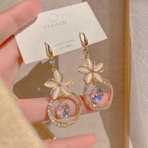 Boucles d'oreilles pendantes en cristal et Zircon pour femmes, 10 paires, pendentif fleur, bijoux de fête, cadeau d'anniversaire