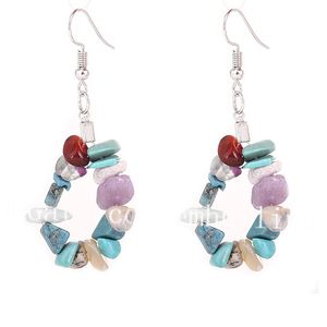 10 Paires À La Main Naturel Irrégulier Tumbled Pierre Chips Guirlande Boucles D'oreilles Turquoise Cornaline Améthyste Citrine Cristal Perlé Déclaration Boucles D'oreilles