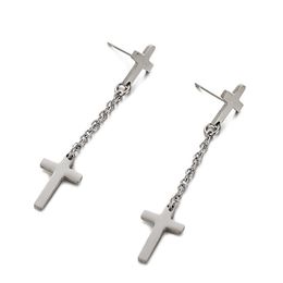 10pair / lot mode nieuwste charme titanium stalen kruis oorbellen ketting lange oor pin oorrode sieraden cadeau