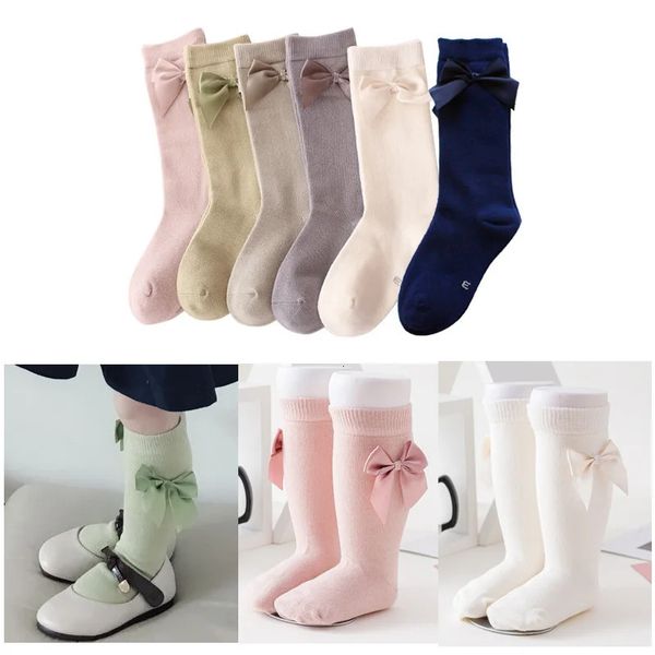 10 paire/lot filles arc bébé genou haute chaussettes antidérapantes long tuyau enfants enfant en bas âge jambières enfants câble tricot Tube chaussette toute la saison 240109