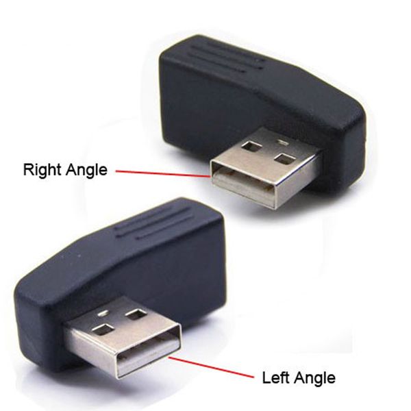 10 pares de dirección de ángulo derecho + izquierdo 90 grados 90 grados USB 2,0 USB 2,0 A macho a hembra M/F adaptador convertidor de ordenador portátil conector