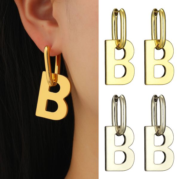 10 pares de pendientes de gota con letras B a la moda para mujeres y hombres, pendientes llamativos minimalistas elegantes, joyería