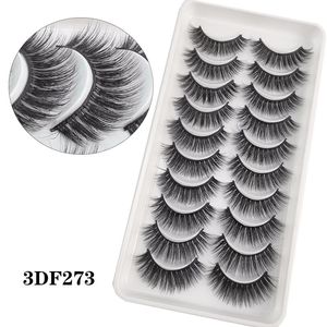 10 paires de faux cils 3D en vison 100% faits à la main, naturels, doux, bande complète, Extension de cils, maquillage, 10 styles