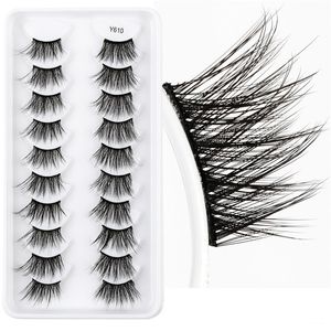 10pairs Crisscross Half Eye Lashes Natuurlijke valse wimpers Handgemaakte Faux 3D Mink Lashes Make -upgereedschap wimperverlenging