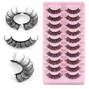 10 paires de Faux cils 3D bouclés D, Extensions de cils naturels, doux, réutilisables, sans cruauté envers les animaux