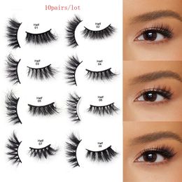 10 pares de medias pestañas Foxy Eyes pestañas suaves pestañas de visón 3D herramienta de maquillaje Natural tenue 240126