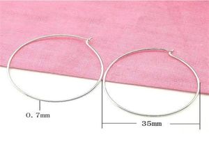 10pairs Lot 925 Sterling Silver Hoop -oorbellen voor DIY Craft Sieraden Gift 0 7x35mm WP126259T7247813