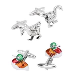 10 paires/lot cuivre émail tourtereaux canard boutons de manchette Animal sauvage grande oie bouton de manchette hommes bijoux entiers