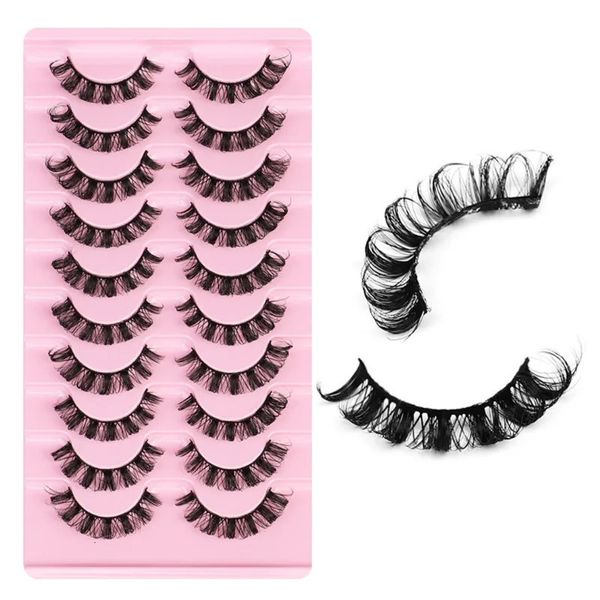 10 paires ensemble de Cils de vison bande russe Cils dramatiques Faux Cils Faux Cils maquillage en gros 3D Faux Cils 240311