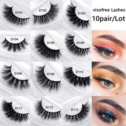 10 paires Visofree Mink Lashes 3d Fals Cils en gros en gros cils dramatiques naturels Makeuvré à la main 240318.