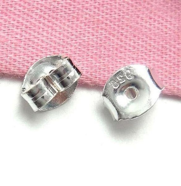 10 pares de conectores de topes traseros para pendientes de Plata de Ley 925, accesorios de joyería, componentes para manualidad de regalo DIY AP7367468954