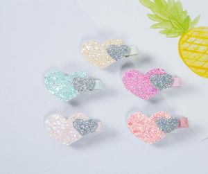 10pairslot new printemps baby sequins Love Heart Coils Clips Couper Kids Hair Accessoires Arrivée Pink Color Hairpins Materials coréen Material5086630