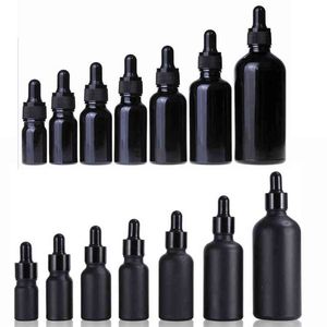 10 st 10x Frosted Black Glass Druppper Bottle Essentiële oliën 5 ml tot 100 ml Mat Glass DRIPPER Draagbare hervulbare reisfles Y220428