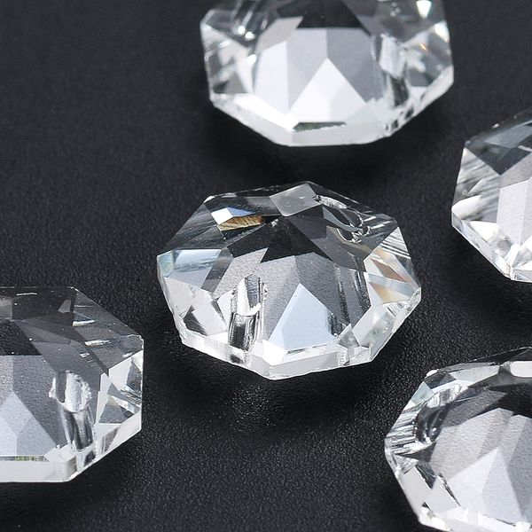 10pc 14/20 mm Transparent Diamond Conical Conical Octogonal Perles à facettes Prism Verre Crystal Garland Curant Route-soleil