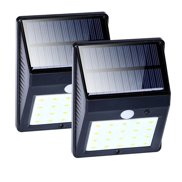 10pc 20LED Lámpara solar LED Luz al aire libre Sensor de movimiento PIR Luces de jardín Lámpara LED de pared impermeable para patio Foco de seguridad exterior blanco