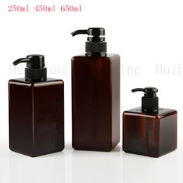 10pc 250/450/650 ml Pet de pipe à savon vide Pompe à bouteille carrée Lotion de douche de douche