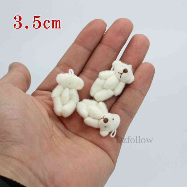 10pc 3.5cm o 4.0cm Mini conjunto de oso de peluche de peluche de boda CAJA de prendas de vestir accesorios para el cabello decoración muñeca Y211119