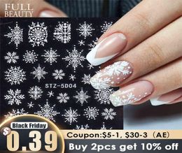 10pc 5d White Snowflakes Autocosed Autocosure de Noël Christmas Nail Art Design hiver Charmes de fleur de manucure de fleur décalcomanies CHSTZ5D011916916