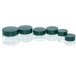 10pc 5ml tot 50 ml Clear Glass Herbruikbare Cosmetische Flessen met Black Cap Lekkage Proof Cream Lip Gloss Crubs Salves Jars