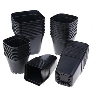 10 st Black Color Flower Pots Planters Pot Trays Plastic Pots Creatieve kleine vierkante potten voor sappige planten 7x7cm 55x55cm 240409