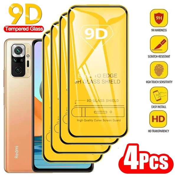 10PC Protecteurs d'écran de téléphone portable 2-4 de verre trempé 9D adapté au protecteur d'écran Redmi Note 11 10 Pro 10C 12C 11S 10S 9S 9A 9C 8T 231205