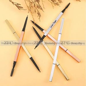 10pc Custom Dubbele Hoofd Wenkbrauwpotlood Langdurige Waterdichte Rose Gold Eye Brow Pen Verbeteren Cosmetica Schoonheid Vrouwen Make-up 240106