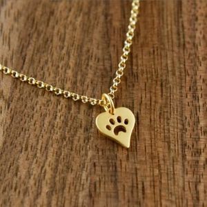 10pc chien patte impression amour coeur pendentif collier femmes printemps mode Style Animal animal de compagnie chiot paume patte marque impression collier fête cadeau 300D