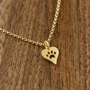 10pc chien patte impression amour coeur pendentif collier femmes printemps mode Style Animal animal de compagnie chiot paume patte marque impression collier fête cadeau 3035