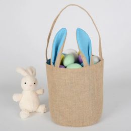 10 PC panier de Pâques écologique et pratique Jute toile de Jute cadeau pour enfants et oreille de lapin panier cadeau en Jute ami mignon 240218