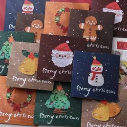10-delige wenskaarten Kerstkaarten enveloppen verzegelde stickers set feestwenskaarten uitnodigingskaarten opvouwbare cartoon sneeuwpop Saint Bell 231115