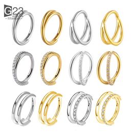 10 Pc/lot G23 nez Piercing anneau CZ articulé Septum Clicker Segment oreille Cartilage Tragus Helix lèvre anneau Piercing bijoux 240116