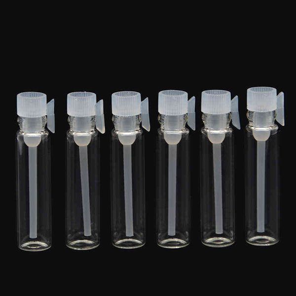 10PC Mini Glass Small Sample Viales Botella 1ml Laboratorio Vacío Líquido Fragancia Tubo de ensayo Botella de prueba Y220428