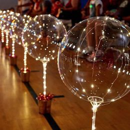 10 PC Party Décoration ensemble ballons à vagues transparents avec 2 m de cuivre LED guirlandes lumineuses 70 cm colonnes de support de ballon utilisées pour la décoration de fête d'anniversaire 231212
