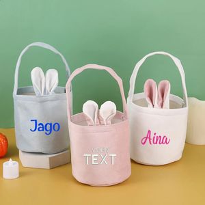 Panier à bonbons en forme d'oreille de lapin, décoration personnalisée de pâques, sac à main pour enfants, cadeau de fête d'anniversaire, 10 pièces, 240218